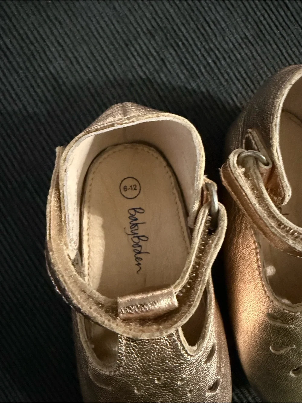 Baby Boden Metallic Rose Gold Mary Jane Shoes